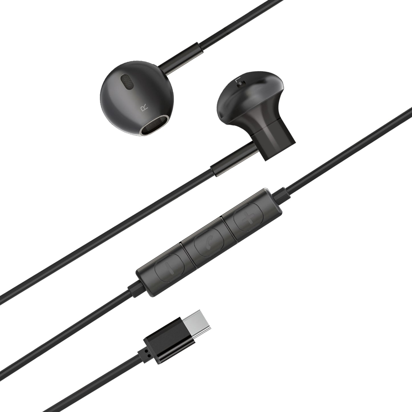 NP Button type headset wired w/ USB-C plug